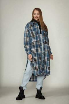 Оверсайз пальто-рубашка пальтовая ткань с накладными карманами GlasiO 15039 - фото 1