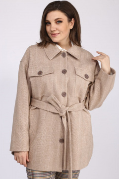 Куртка-рубашка бежевый прямой силуэт с накладными карманами Anna Majewska 1519 - фото 1