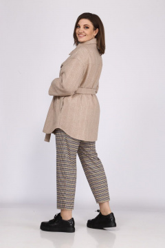 Куртка-рубашка бежевый прямой силуэт с накладными карманами Anna Majewska 1519 - фото 5