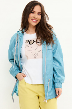 Демисезонная легкая куртка с капюшоном из плащевой ткани Магия моды 1869 светло-голубой - фото 2