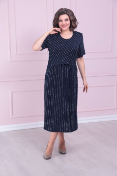 Бохо платье свободного силуэта из приятной ткани Solomeya Lux 904 синий - фото 3