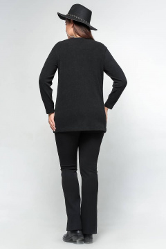 Демисезонный прямой джемпер с спущенными плечами и кантами La rouge 3176 серебро-(черный) - фото 4