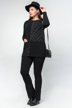 Демисезонный прямой джемпер с спущенными плечами и кантами La rouge 3176 серебро-(черный) - фото 3