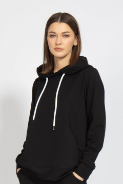 Худи классик с капюшоном из френч терри черный для повседневной носки Kivviwear 4016.12 - фото 1