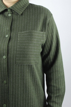 Демисезонное платье прямого силуэта с карманами и воротником Полесье С4475-21 1С1260-Д43 164 т.оливковый - фото 4