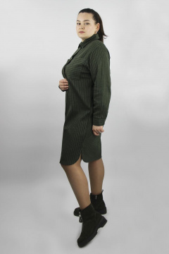 Демисезонное платье прямого силуэта с карманами и воротником Полесье С4475-21 1С1260-Д43 164 т.оливковый - фото 3