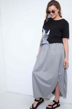 Юбка бохо с карманами из трикотажа SOVA 11150Ю серый - фото 3