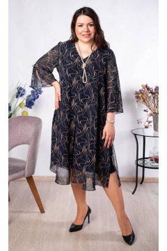 Платье на пол и большой размер из шифона и трикотажа Camelia 21202 1 - фото 4