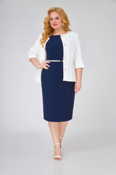 Жакет, платье Swallow 494 синий/молочный - фото 4