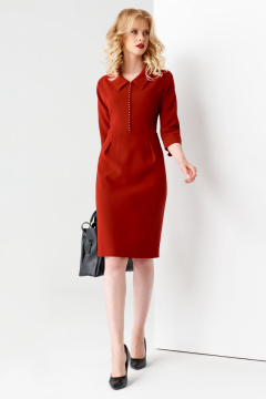 Платье офисное с отрезной линией и классическим принтом Панда 53080w терракотовый - фото 1