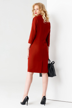 Платье офисное с отрезной линией и классическим принтом Панда 53080w терракотовый - фото 2