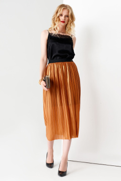 Юбка плиссе из струящейся ткани с блестящим напылением Панда 61650w терракотовый - фото 1