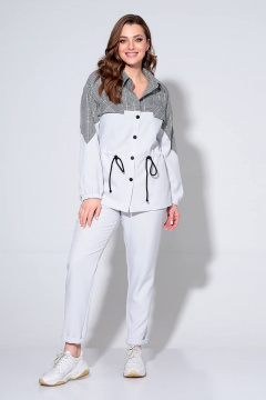 Комплект рубашка и брюки зауженные с эластичной тесьмой Liona Style 802 жемчужный - фото 1