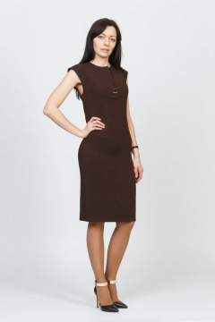 Коричневое платье для офиса с комфортной посадкой Domna 402(164) темно-коричневый - фото 1