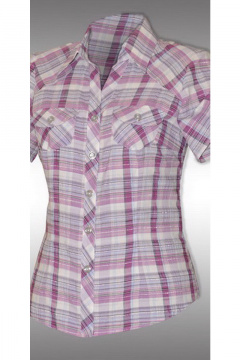 Летняя хлопковая блуза с ярким дизайном Таир-Гранд 6292-2 сиренев_клетка - фото 1