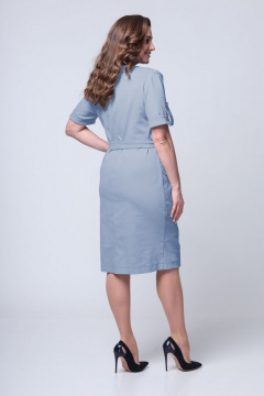 Повседневное платье с карманами и вышивкой ALEZA 1066 синий - фото 3