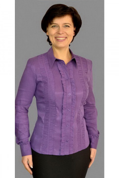 Блуза из хлопка с рукавом 3/4 и воротником-стойкой Таир-Гранд 6216 сирень - фото 1