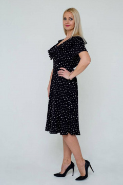 Платье с поясом из вискозы и воланом на горловине Avila 0889 черный - фото 2