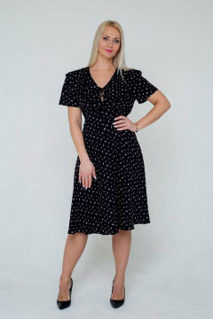 Платье с поясом из вискозы и воланом на горловине Avila 0889 черный - фото 1