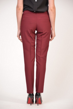 Женские классические зауженные брюки с ремешком и карманами Domna 12062 бордовый - фото 4