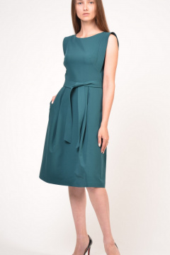 Вискозное платье без рукавов с юбкой полусолнцем Domna 420(164) темно-зеленый - фото 2