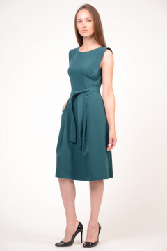 Вискозное платье без рукавов с юбкой полусолнцем Domna 420(164) темно-зеленый - фото 4