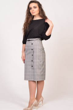 Юбка-карандаш миди из вискозы с шлицей и ремешком для делового стиля Domna 71083(164) серый - фото 1