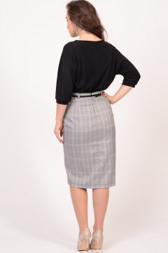 Юбка-карандаш миди из вискозы с шлицей и ремешком для делового стиля Domna 71083(164) серый - фото 3