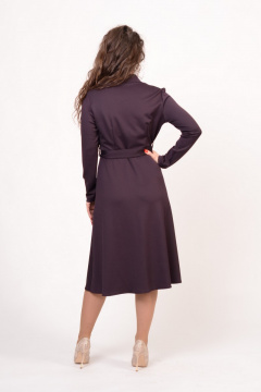 Платье миди из трикотажа с подчеркивающим поясом Domna 467 баклажан - фото 3