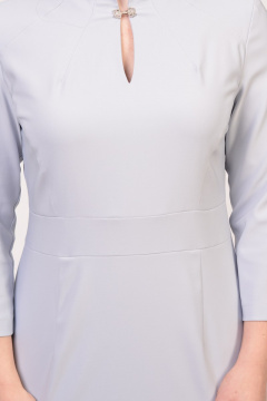Платье в офис из текстиля с расклешенной юбкой Domna 469(164) серый - фото 3