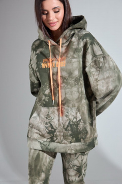 Спортивный костюм из футера с ярким принтом HIT 3085 хаки - фото 4