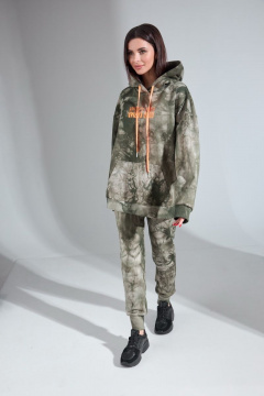 Спортивный костюм из футера с ярким принтом HIT 3085 хаки - фото 2