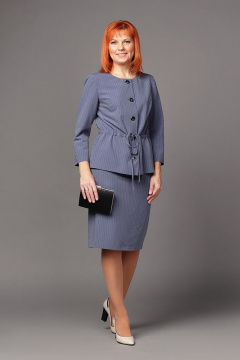 Жакет и юбка комплект из ткани, демисезон, деловой стиль Соджи 518 серо-голубой - фото 2