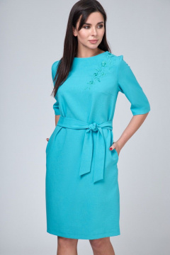 Платье повседневное приталенное с карманами и поясом Anelli 1070 лазурный - фото 4