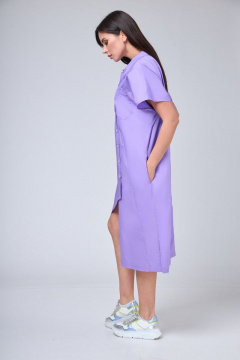 Платье-рубашка прямое с асимметричным кроем для летних прогулок Anelli 1228 лиловый - фото 5