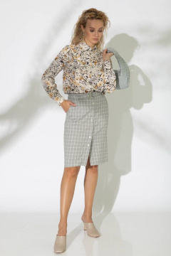 Юбка в клетку зауженная до колена с карманами и съемным поясом Femme & Devur 60172 1.50F(170) - фото 2