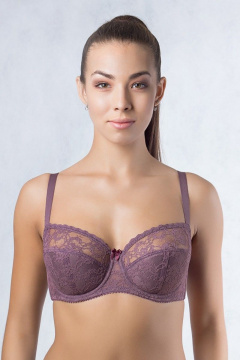 Бюстгальтер фиолетовый из кружева и трикотажа для комфортной формы Verally 259-4 крокус - фото 1