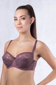 Бюстгальтер фиолетовый из кружева и трикотажа для комфортной формы Verally 259-4 крокус - фото 3