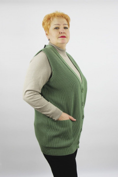 Вязаный жилет с накладными карманами и V-образным вырезом Полесье С1234-21 1С1227-Д43 170,176 кактус - фото 2