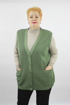 Вязаный жилет с накладными карманами и V-образным вырезом Полесье С1234-21 1С1227-Д43 170,176 кактус - фото 1