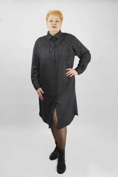 Демисезонное платье прямого силуэта с карманами и воротником Полесье С4475-21 1С1260-Д43 170 т.антрацит - фото 1