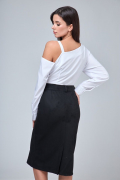 Юбка из вискозы с запахом и притачным поясом летняя Anelli 1193 черный - фото 4