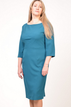 Голубое платье из текстиля с посадкой на любой размер Domna 442 морская-волна - фото 1