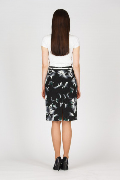 Юбка-карандаш из текстиля с разрезом и ремешком для офиса Domna 71060 черный - фото 2