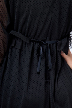 Платье свободное длина до колена с воланом и поясом Anelli 1198 черный - фото 5