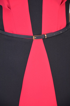 Платье коктейльное из вискозы и текстиля с ремешком Domna 408(164) черный/малиновый - фото 5