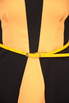 Платье коктейльное из вискозы с ремешком для идеального силуэта Domna 425(164) черно-желтый - фото 5
