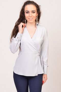 Блуза классическая на запах из вискозы для делового и повседневного стиля Domna 528 светло-серый - фото 1