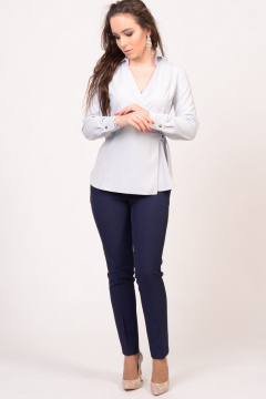 Блуза классическая на запах из вискозы для делового и повседневного стиля Domna 528 светло-серый - фото 2