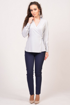 Блуза классическая на запах из вискозы для делового и повседневного стиля Domna 528 светло-серый - фото 4